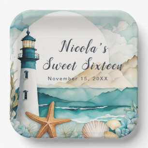 Assiettes En Carton Sweet sixteen phare Nautique Anniversaire