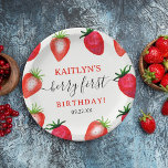 Assiettes En Carton Sweet Strawberry Berry First 1st Birthday<br><div class="desc">Celebrate in style with these trendy 1st birthday paper plates. The design is easy to personalize with your own wording and your family and friends will be thrilled when they see these fabulous party plates. Matching items can be found in the collection.</div>