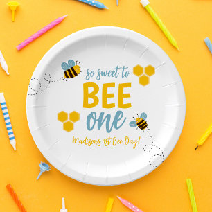 Assiettes En Carton Sweet to Bee Un 1er Jour d'Abeille fête d'annivers