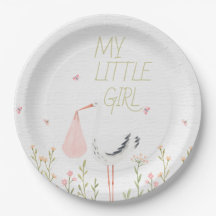 Sweet Watercolor Stork - "My Little Girl" Baby 