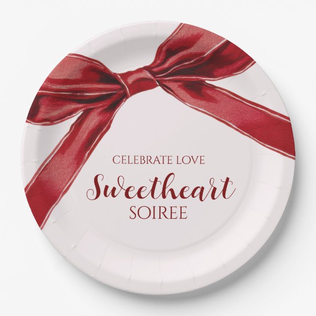 Assiettes En Carton Sweetheart Soiree Elegant Bow Valentines Day Party (Devant)