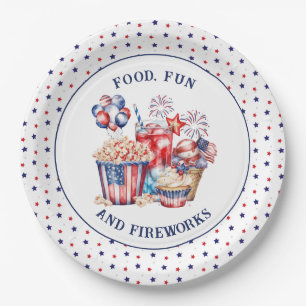 Assiettes En Carton Sweets & Feu d'artifice 4 juillet patriotique