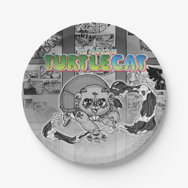 Assiettes En Carton Swish-a-wssshh Actiony Turtlecat Manga Toned (Devant)