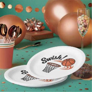 Assiettes En Carton Swish Slam Dunk : Style de basket-ball Vintage