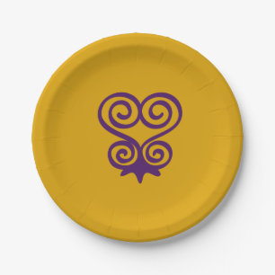 Assiettes En Carton Symbole Adinkra Africain (Sankofa)