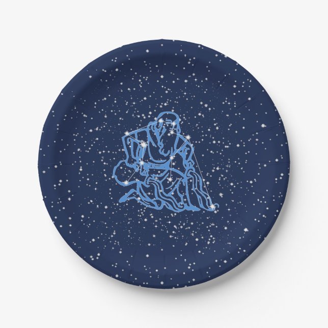 Assiettes En Carton Symbole Aquarius Constellation et Zodiaque avec ét (Devant)