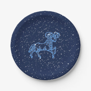 Assiettes En Carton Symbole Aries Constellation et Zodiac avec étoile
