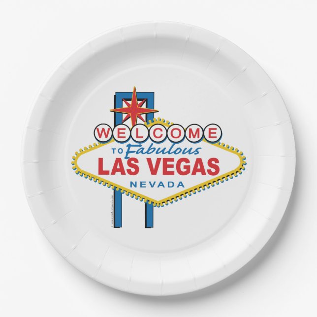 Assiettes En Carton SYMBOLE Bienvenue À Las Vegas (Devant)