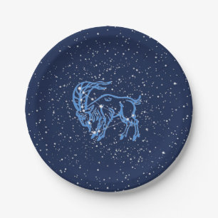 Assiettes En Carton Symbole Capricorne Constellation et Zodiaque avec 