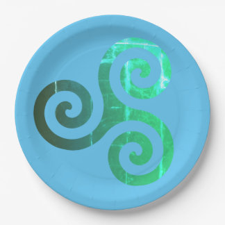 Assiettes En Carton Symbole celtique antique Emerald Triskele