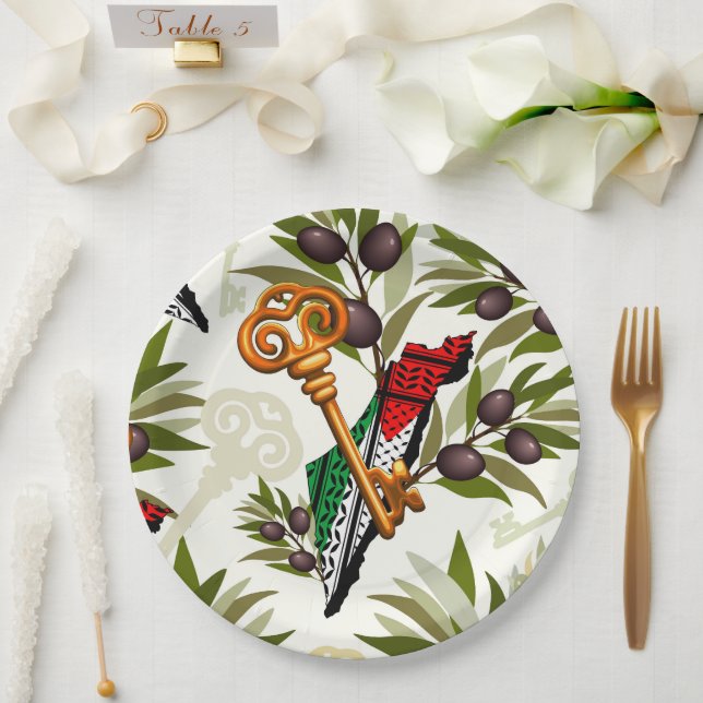 Assiettes En Carton Symbole clé palestinien du droit au retour (Mariage)
