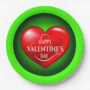 Assiettes En Carton Symbole d'amour rouge 3d en forme de coeur-50420