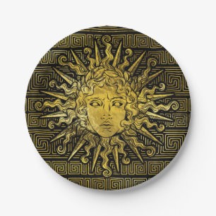 Assiettes En Carton Symbole d'Apollo Sun sur le motif principal grec