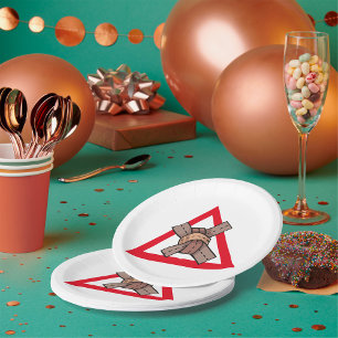 Assiettes En Carton Symbole de la route d'avertissement de noeud de tr