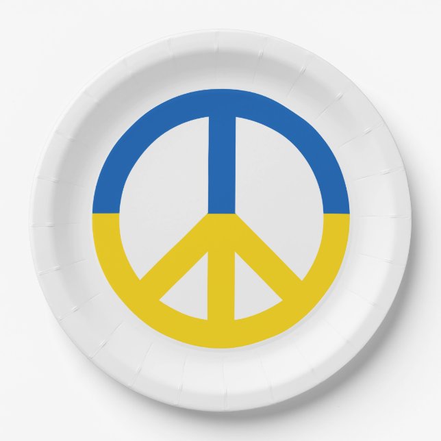 Assiettes En Carton Symbole de paix du drapeau bleu ukrainien (Devant)