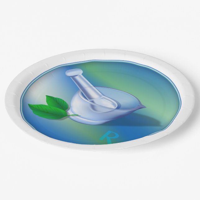 Assiettes En Carton Symbole de pharmacie (Angle)