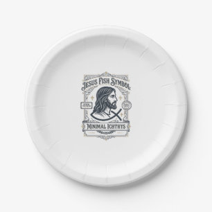 Assiettes En Carton Symbole de Poisson Jésus Ichthys Minimal Jésus Poi