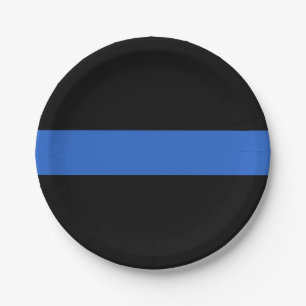 Assiettes En Carton Symbole de solidarité de la police sur le drapeau