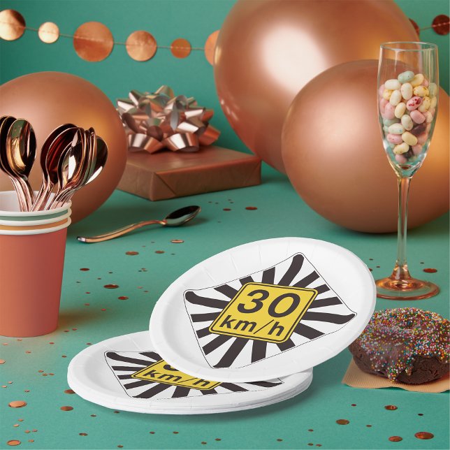 Assiettes En Carton Symbole de trafic d'éclatement de soleil de 30 kmh (Créateur téléchargé)