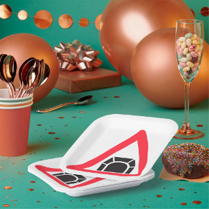 Assiettes En Carton Symbole de trafic du panneau d'avertissement du tu