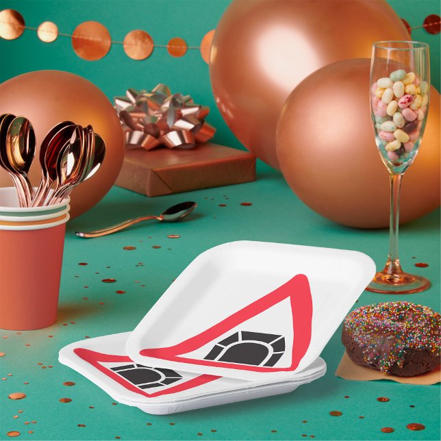 Assiettes En Carton Symbole de trafic du panneau d'avertissement du tu (Créateur téléchargé)