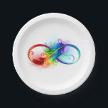 Assiettes En Carton Symbole d'infini avec plume arc-en-ciel<br><div class="desc">Symbole d'infini dessiné artistiquement avec une belle plume arc-en-ciel sur fond blanc. Style de tatouage.</div>
