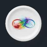 Assiettes En Carton Symbole d'infini avec plume arc-en-ciel<br><div class="desc">Symbole artistique à l'infini avec belle plume arc-en-ciel sur arrière - plan blanc. Style tatouage.</div>