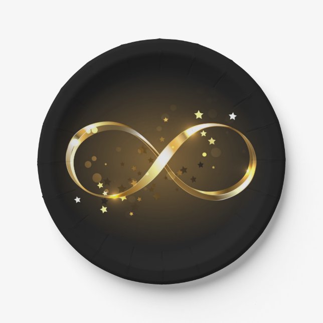 Assiettes En Carton Symbole d'infini doré (Devant)