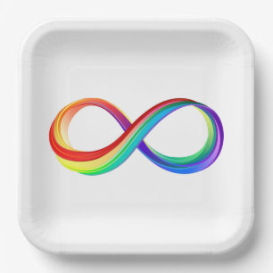 Assiettes En Carton Symbole d'infinité arc-en-ciel stratifié