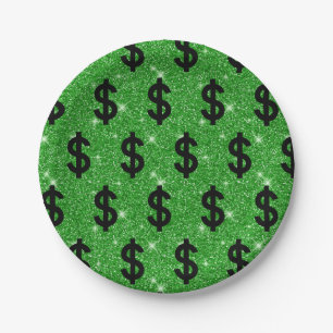 Assiettes En Carton SYMBOLE Dollar Noir Argent Entrepreneur Wall Stree