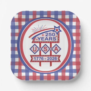 Assiettes En Carton Symbole du 250e anniversaire de la Retro USA 1776-