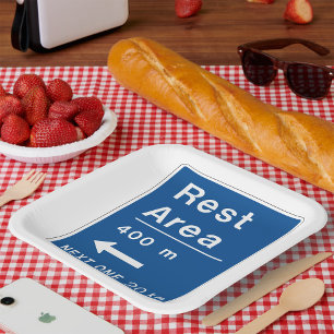 Assiettes En Carton Symbole du chemin de gauche de la zone de repos 40