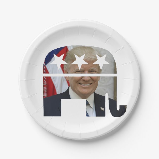 Assiettes En Carton Symbole du parti républicain Donald Trump (Devant)
