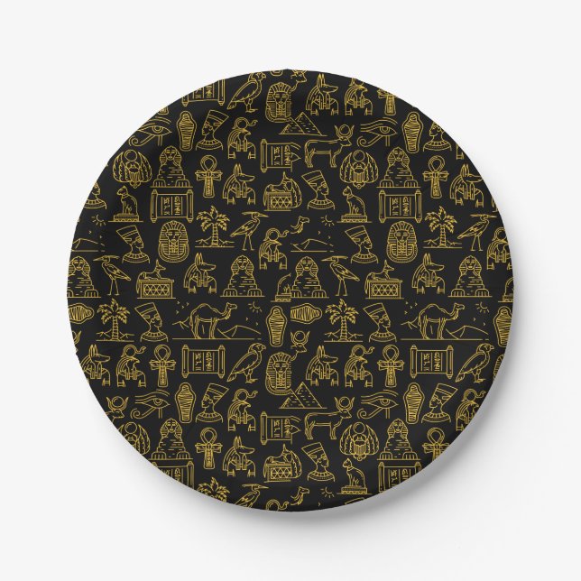 Assiettes En Carton SYMBOLE HIÉROglyphique égyptien Motif (Devant)