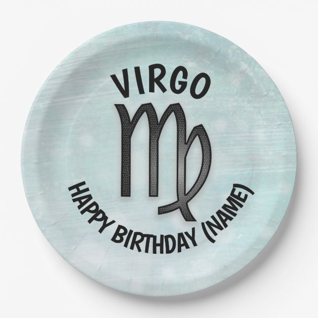 Assiettes En Carton Symbole Horoscope Virgo Anniversaire Personnalisé (Devant)