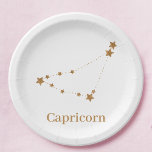 Assiettes En Carton Symbole moderne Zodiac Capricorne d'or | Élément T<br><div class="desc">Symbole moderne Zodiac Capricorne d'or | Élément Terre</div>