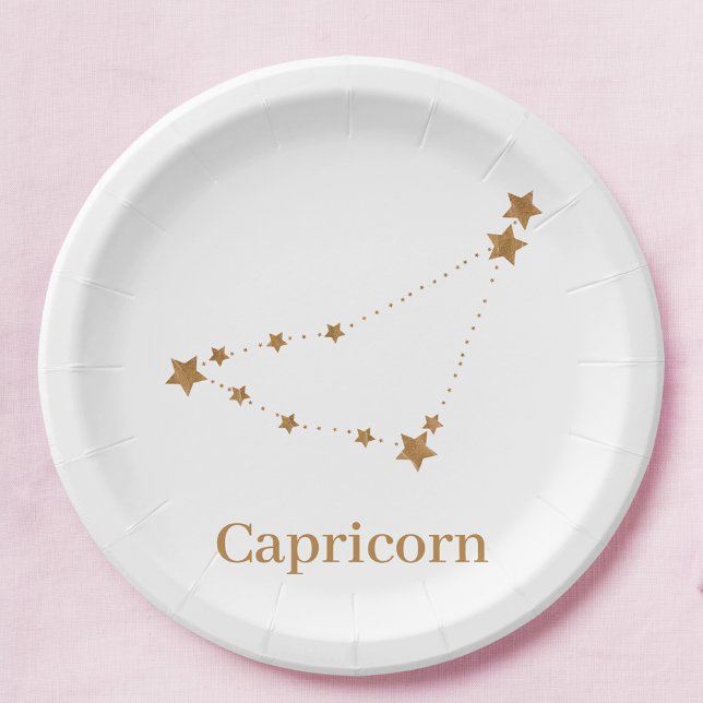 Assiettes En Carton Symbole moderne Zodiac Capricorne d'or | Élément T (Créateur téléchargé)