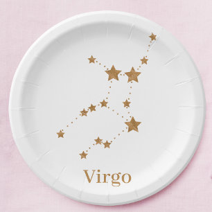 Assiettes En Carton Symbole moderne Zodiac Gold Virgo   Élément Terre
