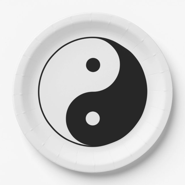 Assiettes En Carton SYMBOLE YIN ET Yang (Taijitu taoïste chinois) (Devant)