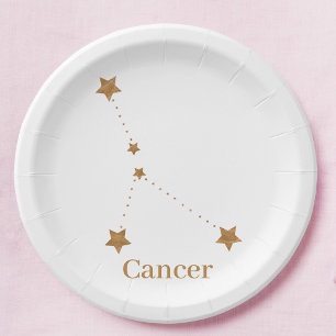 Assiettes En Carton SYMBOLE Zodiaque moderne Cancer de l'or   Eau de l