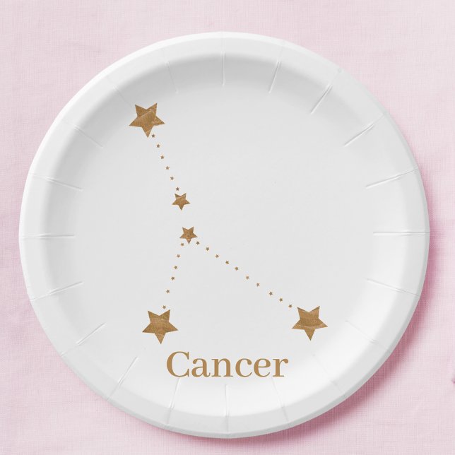 Assiettes En Carton SYMBOLE Zodiaque moderne Cancer de l'or | Eau de l (Créateur téléchargé)
