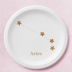 Assiettes En Carton SYMBOLE Zodiaque moderne Gold Aries   Incendie d'é