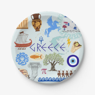 Assiettes En Carton Symboles de Grèce pour les amoureux du voyage