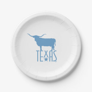 Assiettes En Carton Symboles du Texas, Longhorn, bleu