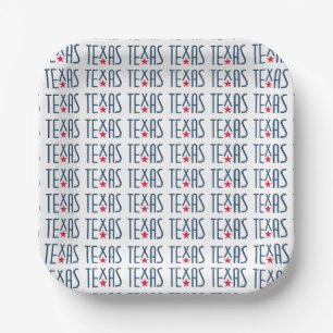 Assiettes En Carton Symboles du Texas, Texas et Star Navy