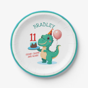 Assiettes En Carton T Rex Dinosaur 11e fête d'anniversaire