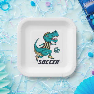 Assiettes En Carton T-Rex Soccer Player Sports
