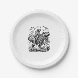 Assiettes En Carton T-shirt graphique à motif de cavalier dinosaure gr