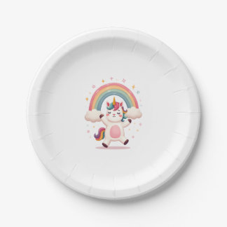 Assiettes En Carton T Shirt Licorne Dabant - Danse Drôle de Dab Arc-en