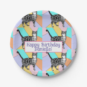 Assiettes En Carton Tabby Cat Pastel Anniversaire Chats Ballotin